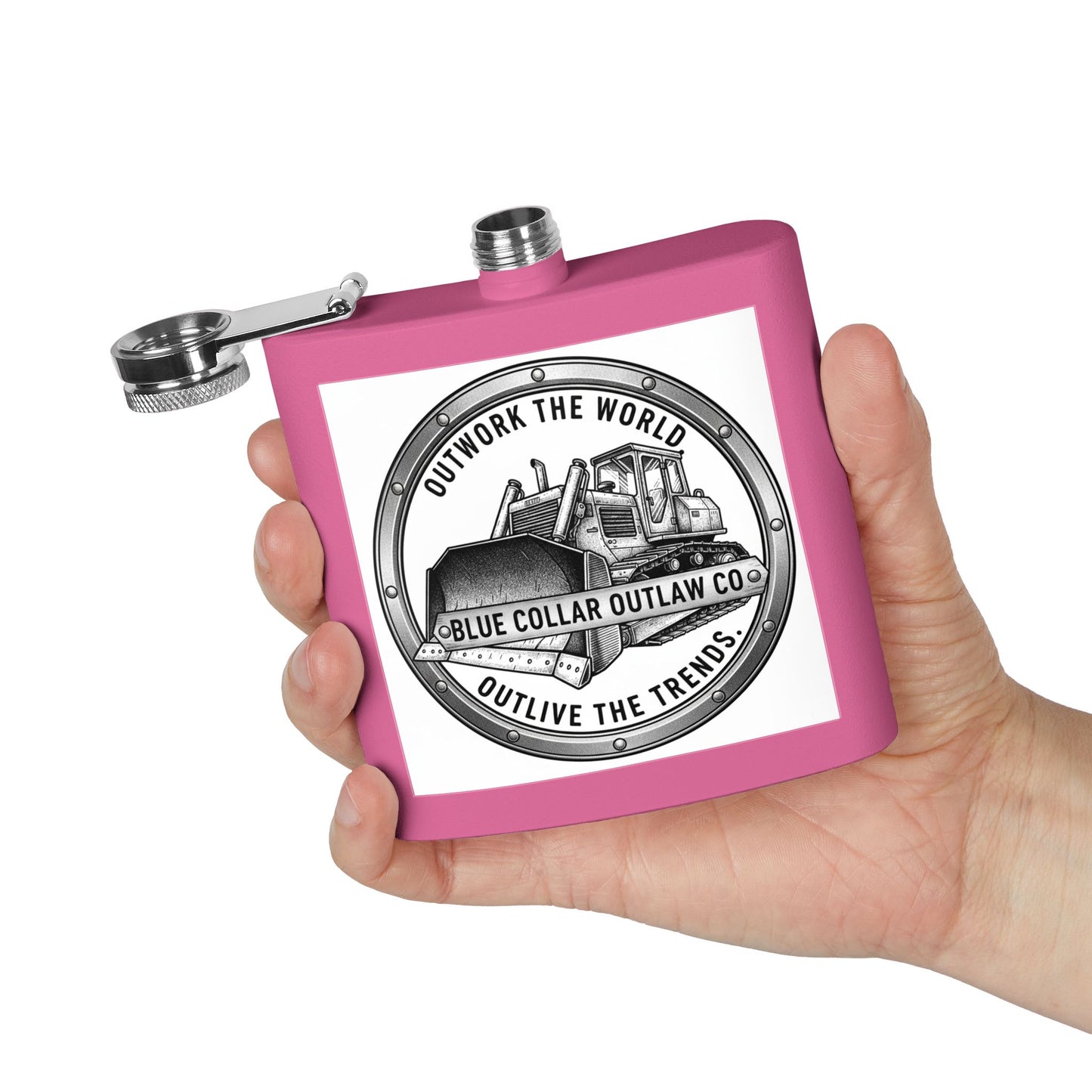 Blue Collar Outlaw | Bulldozer Logo Flask
