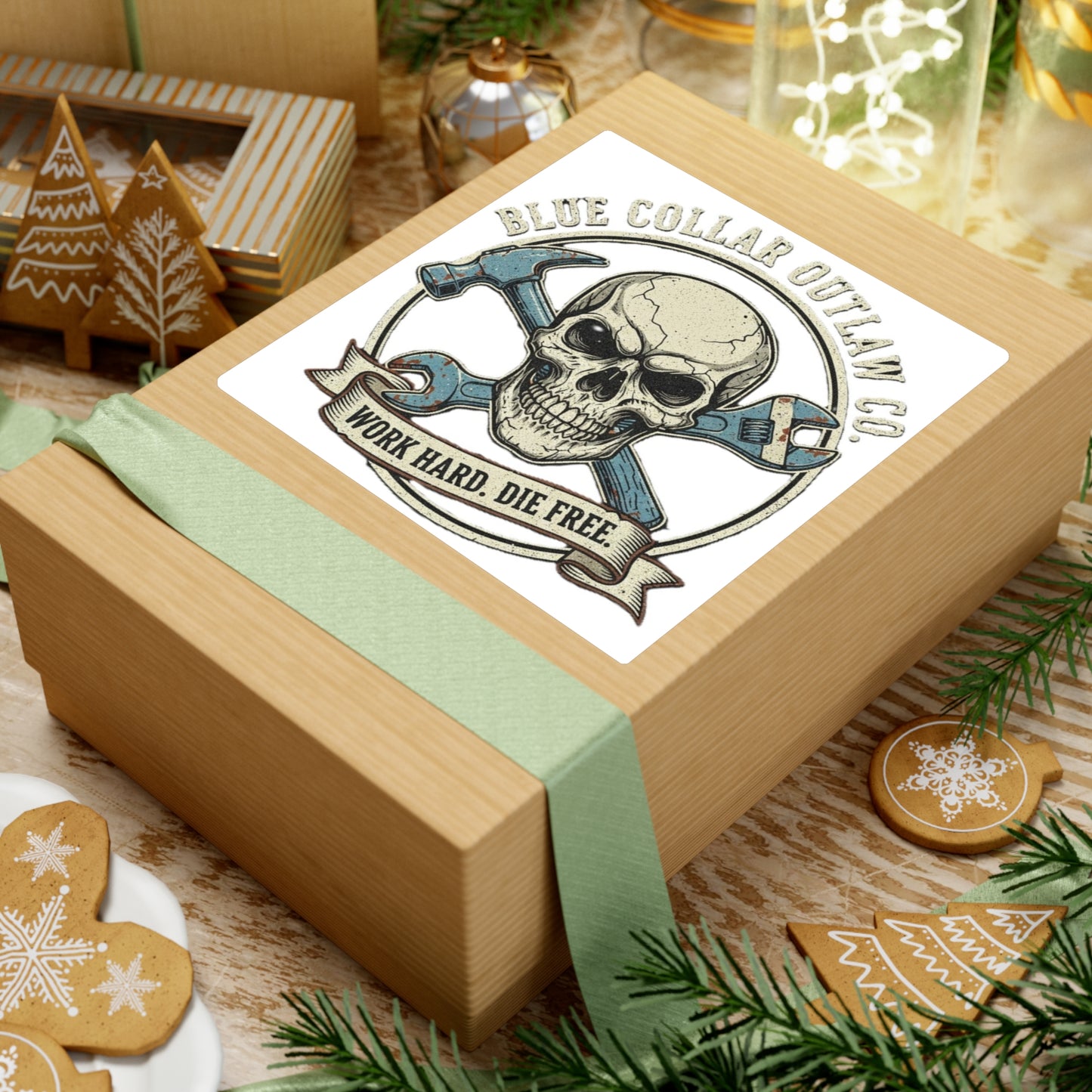 Blue Collar Outlaw | Work Hard Die Free Logo Sticker | Vinyl Kiss-Cut