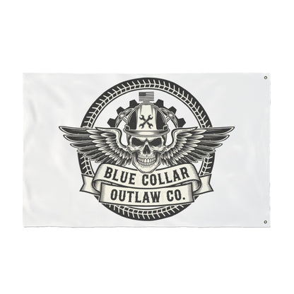 Blue Collar Outlaw | Skull and Wings Flag | Double-Sided Flag