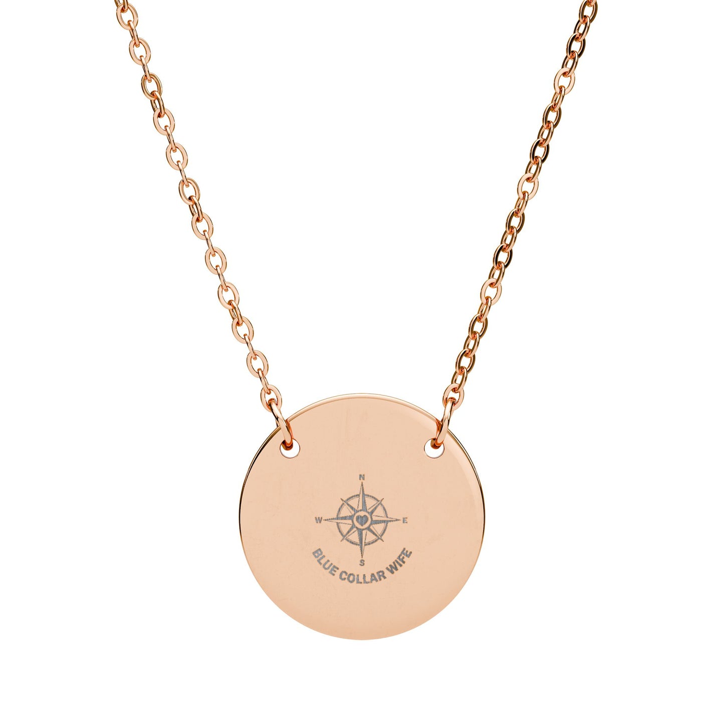 Blue Collar Outlaw | Blue Collar Compass Engraved Circle Necklace