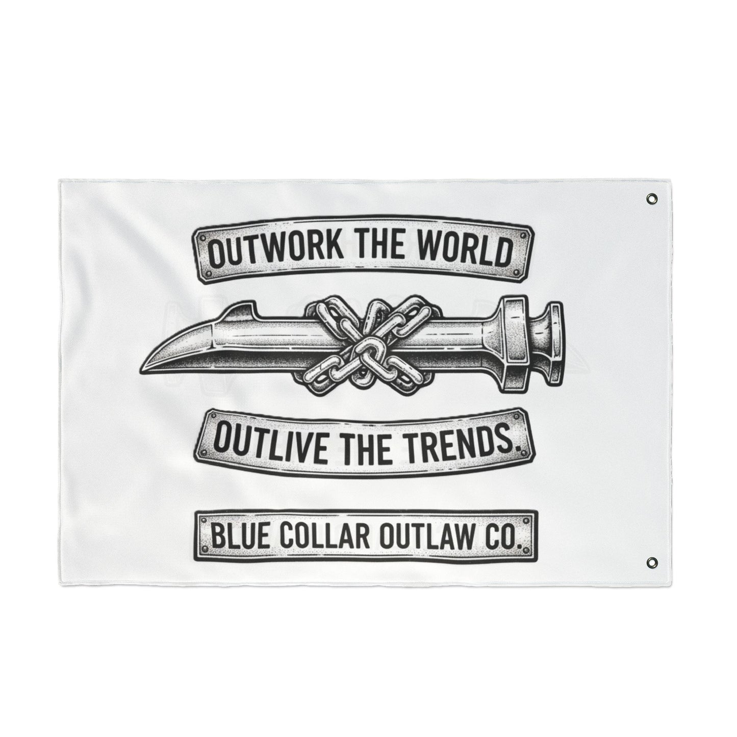 Blue Collar Outlaw | Outwork the World Flag | Double-Sided Garden Flag