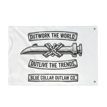 Blue Collar Outlaw | Outwork the World Flag | Double-Sided Garden Flag