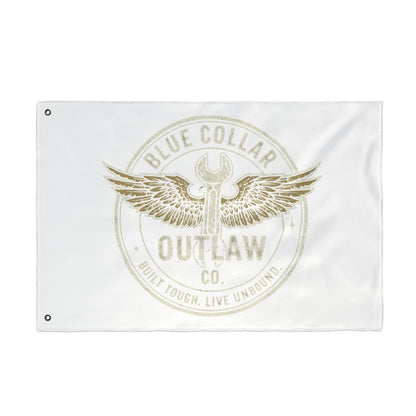 Blue Collar Outlaw | Wrench and Wings Flag | Double-Sided Garden Flag