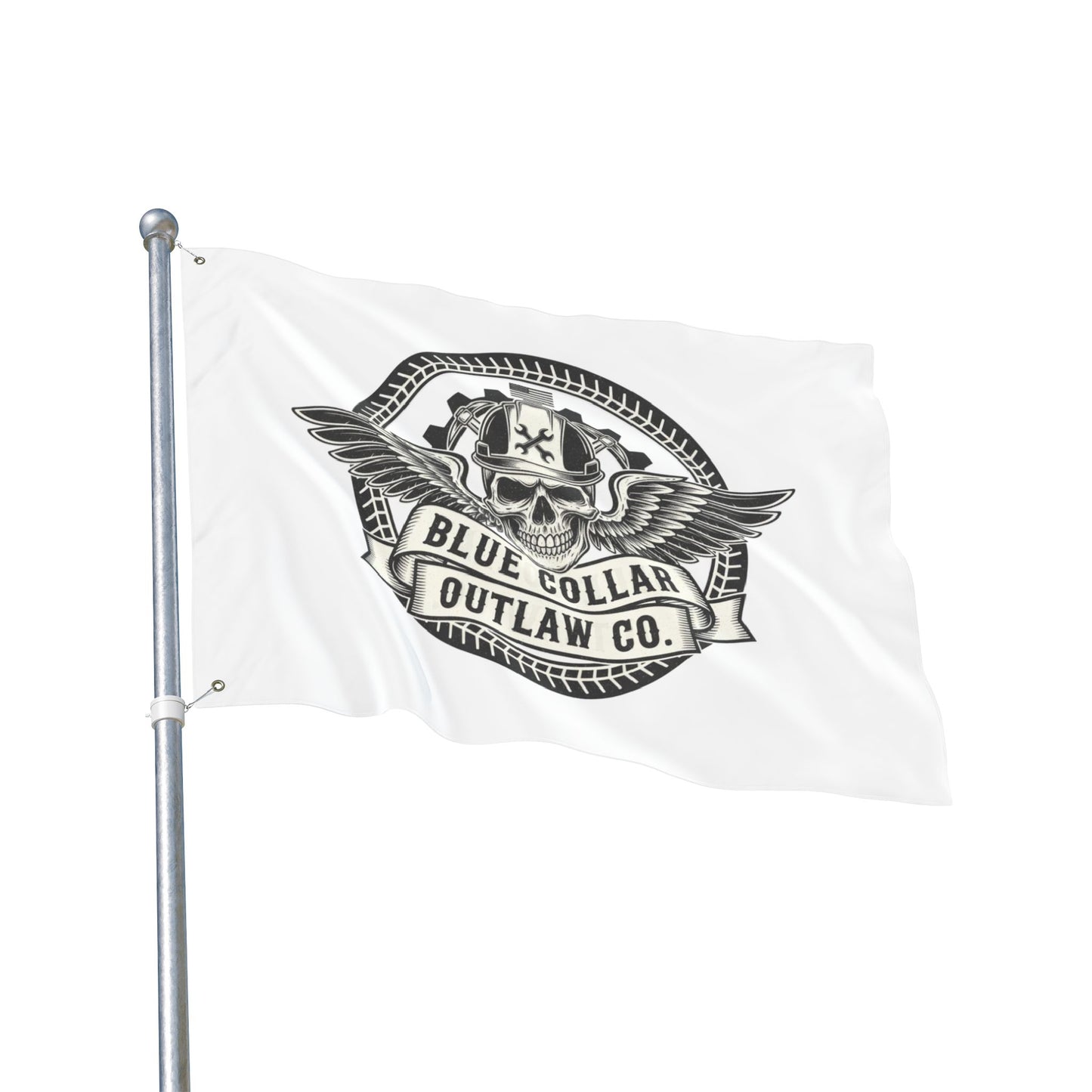 Blue Collar Outlaw | Skull and Wings Flag | Double-Sided Flag