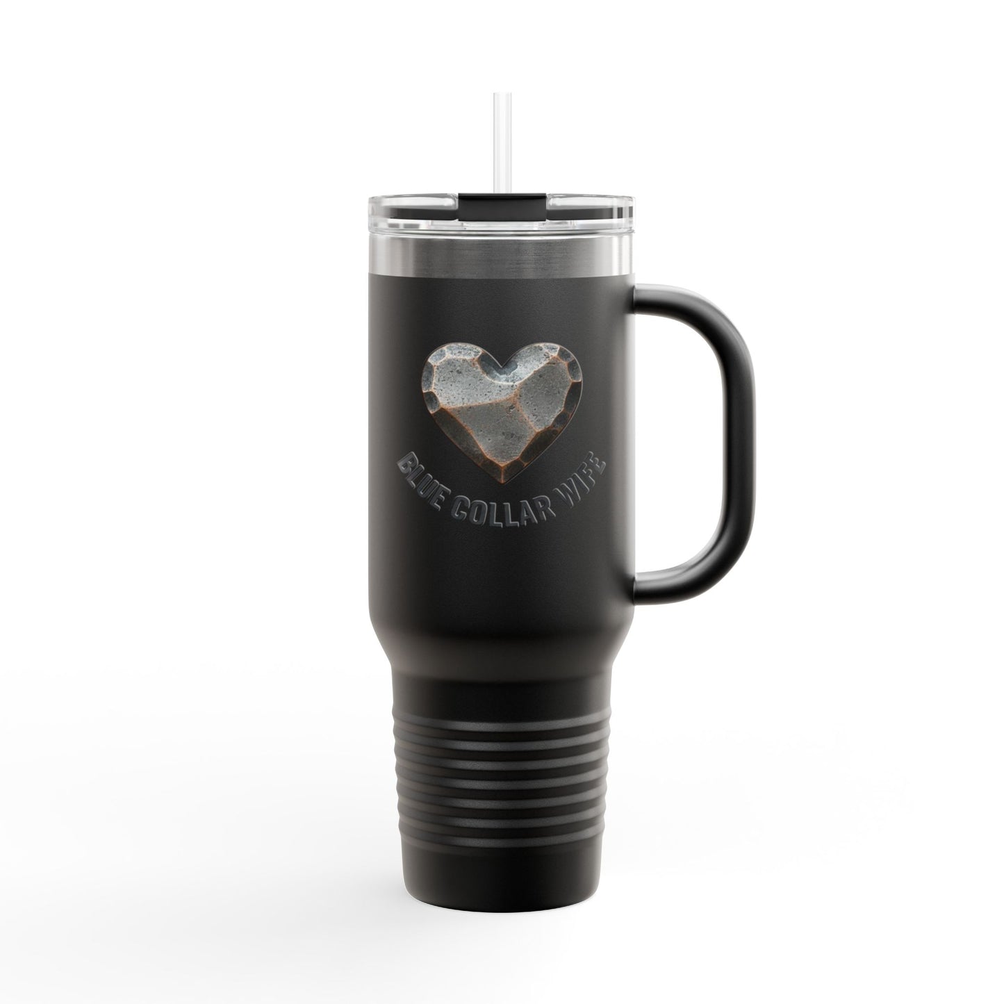 Blue Collar Outlaw | Blue Collar Wife Heart Design Travel Mug | 40oz Insulated Tumbler