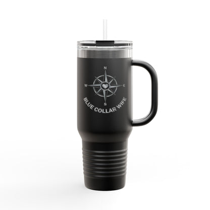 Blue Collar Outlaw | Compass Logo Blue Collar Wife Travel Mug | 40oz Insulated Tumbler