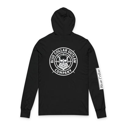 Blue Collar Outlaw | Skull Logo Long Sleeve Hooded Tee