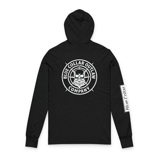 Blue Collar Outlaw | Skull Logo Long Sleeve Hooded Tee