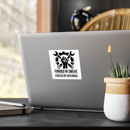 Blue Collar Outlaw | Forged in Sweat Fueled by Defiance Sticker | Vinyl Kiss-Cut