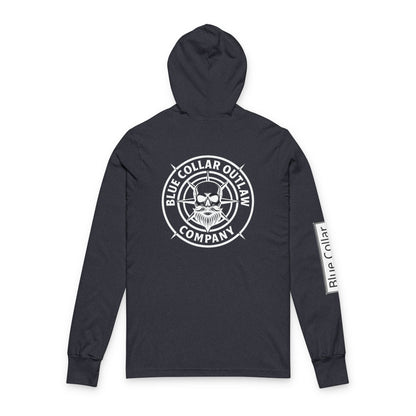 Blue Collar Outlaw | Skull Logo Long Sleeve Hooded Tee