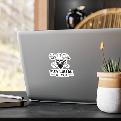Blue Collar Outlaw | Skull Wrench logo Sticker | Kiss-Cut Vinyl Decal