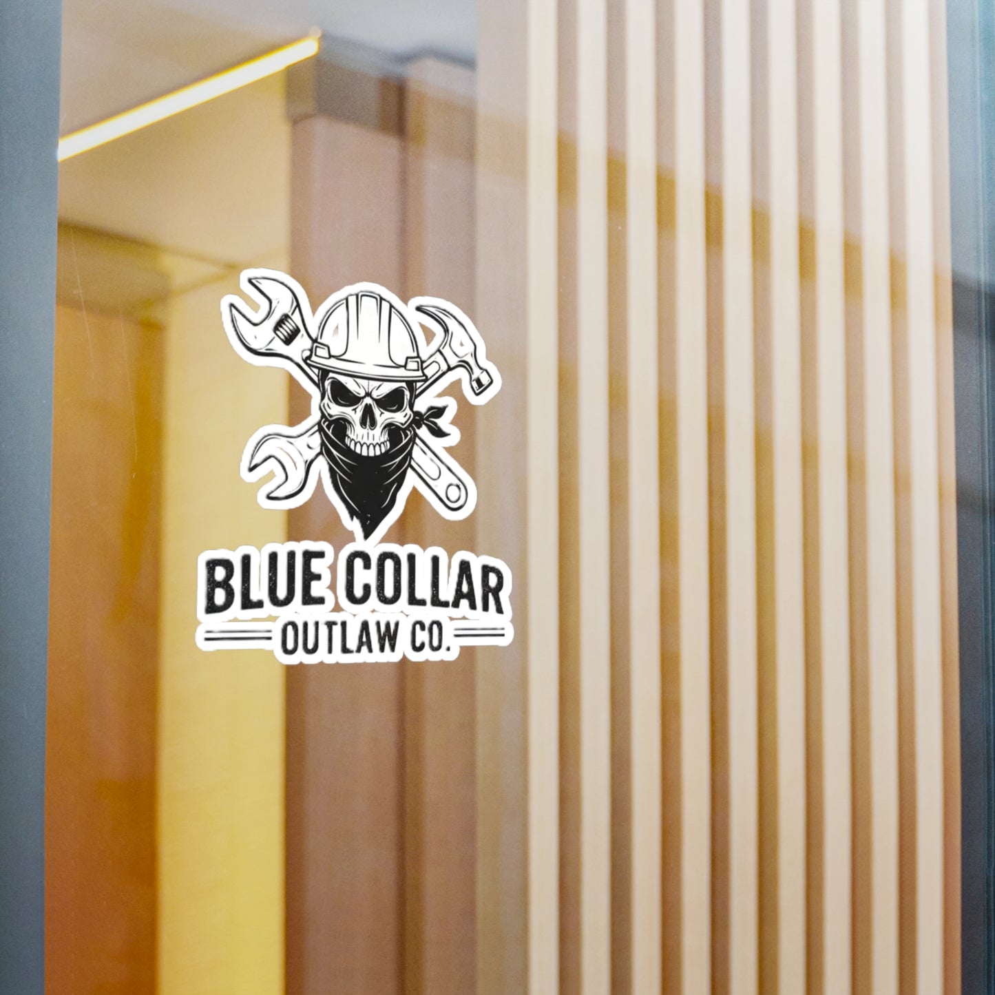 Blue Collar Outlaw | Skull Wrench logo Sticker | Kiss-Cut Vinyl Decal