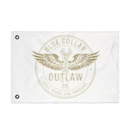 Blue Collar Outlaw | Wrench and Wings Flag | Double-Sided Garden Flag