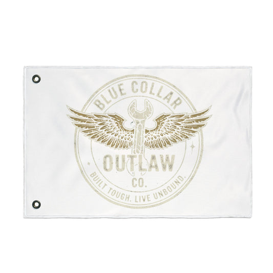 Blue Collar Outlaw | Wrench and Wings Flag | Double-Sided Garden Flag