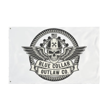 Blue Collar Outlaw | Skull and Wings Flag | Double-Sided Flag