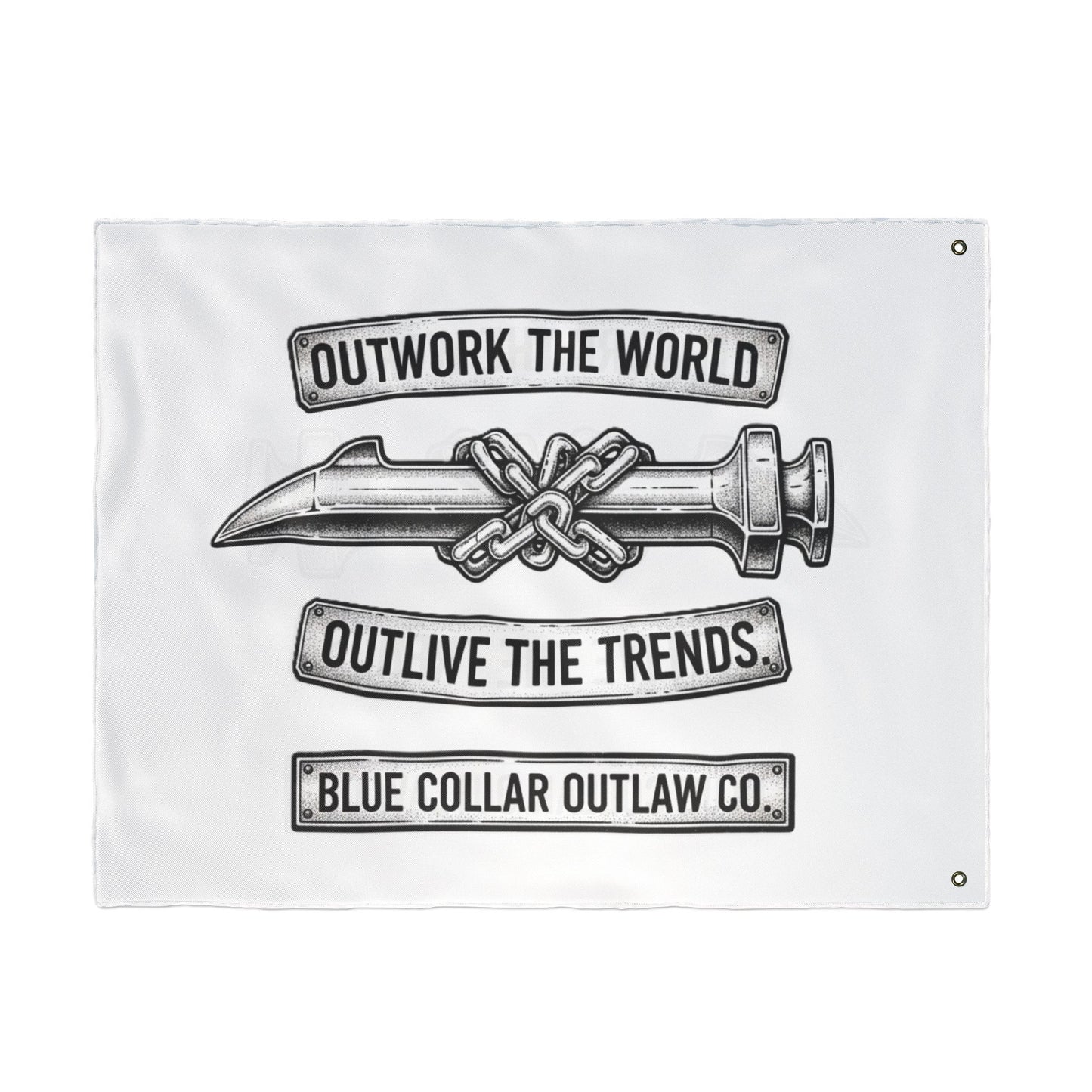 Blue Collar Outlaw | Outwork the World Flag | Double-Sided Garden Flag