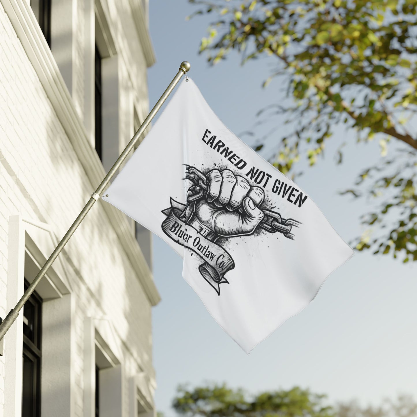 Blue Collar Outlaw | Earned Not Given Flag | Double-Sided Garden Flag