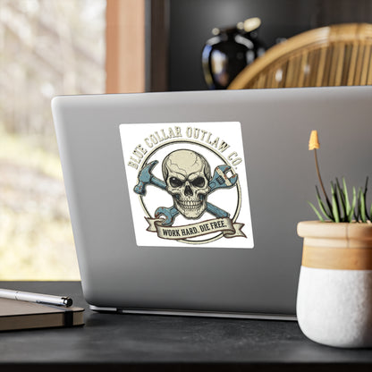 Blue Collar Outlaw | Work Hard Die Free Logo Sticker | Vinyl Kiss-Cut