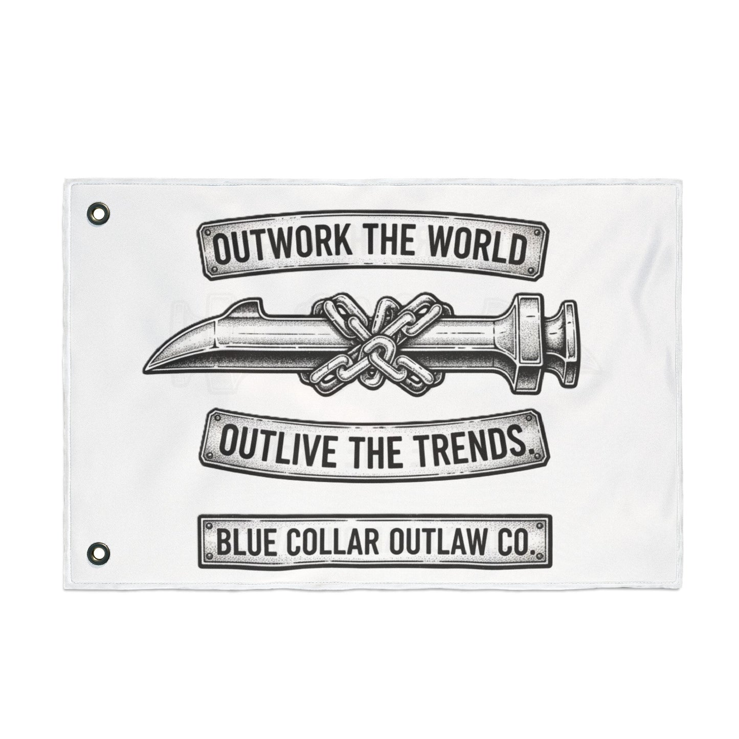 Blue Collar Outlaw | Outwork the World Flag | Double-Sided Garden Flag