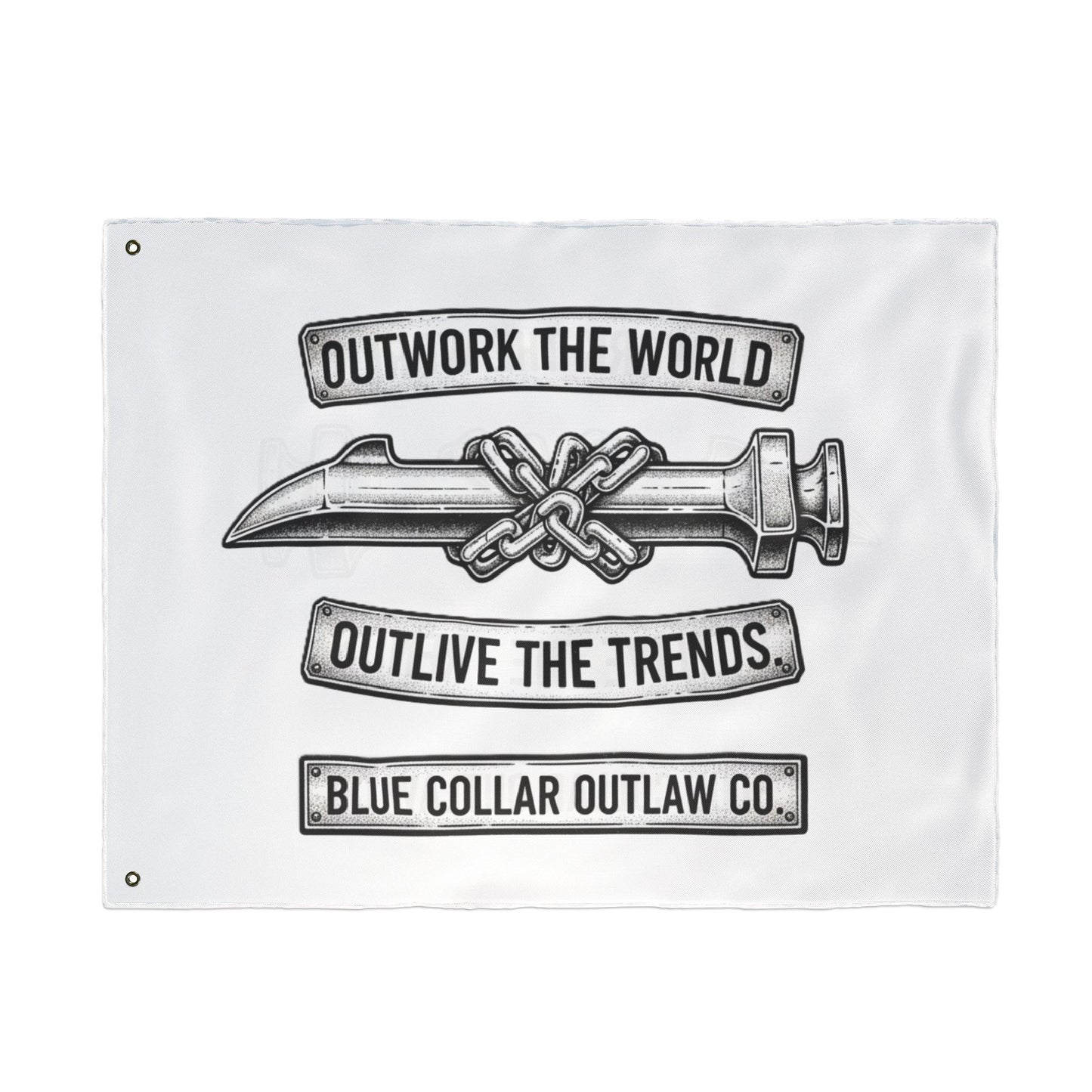 Blue Collar Outlaw | Outwork the World Flag | Double-Sided Garden Flag