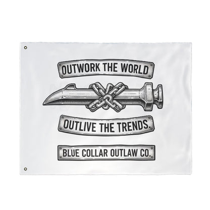 Blue Collar Outlaw | Outwork the World Flag | Double-Sided Garden Flag