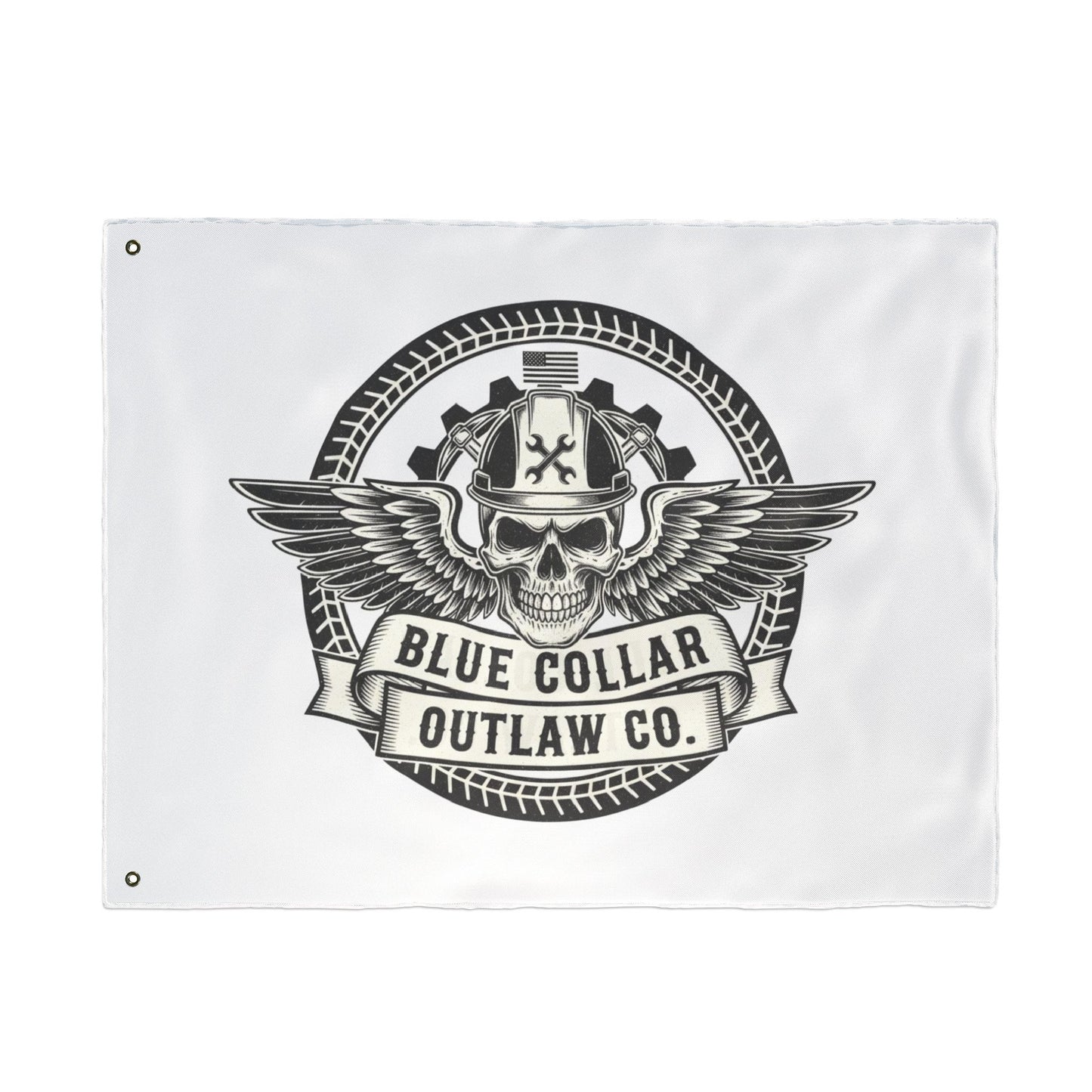 Blue Collar Outlaw | Skull and Wings Flag | Double-Sided Flag