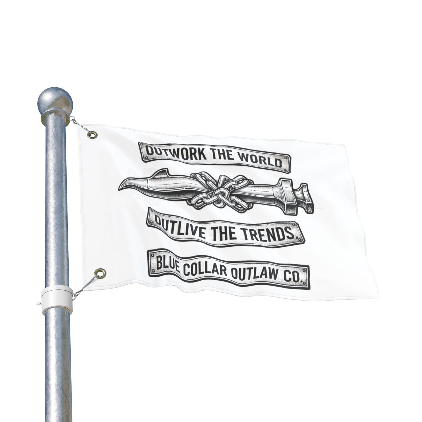 Blue Collar Outlaw | Outwork the World Flag | Double-Sided Garden Flag