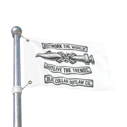 Blue Collar Outlaw | Outwork the World Flag | Double-Sided Garden Flag