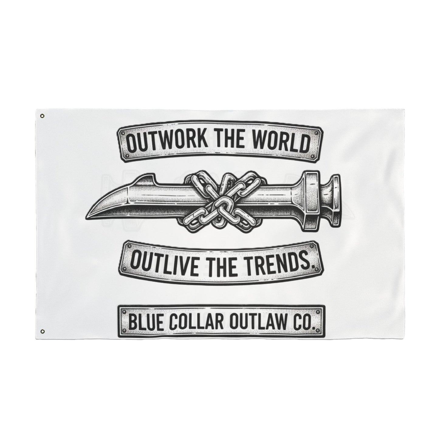 Blue Collar Outlaw | Outwork the World Flag | Double-Sided Garden Flag