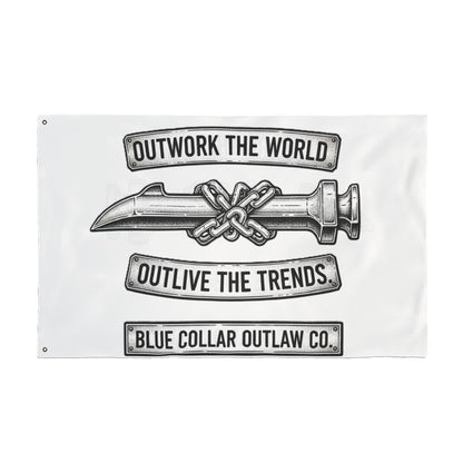 Blue Collar Outlaw | Outwork the World Flag | Double-Sided Garden Flag