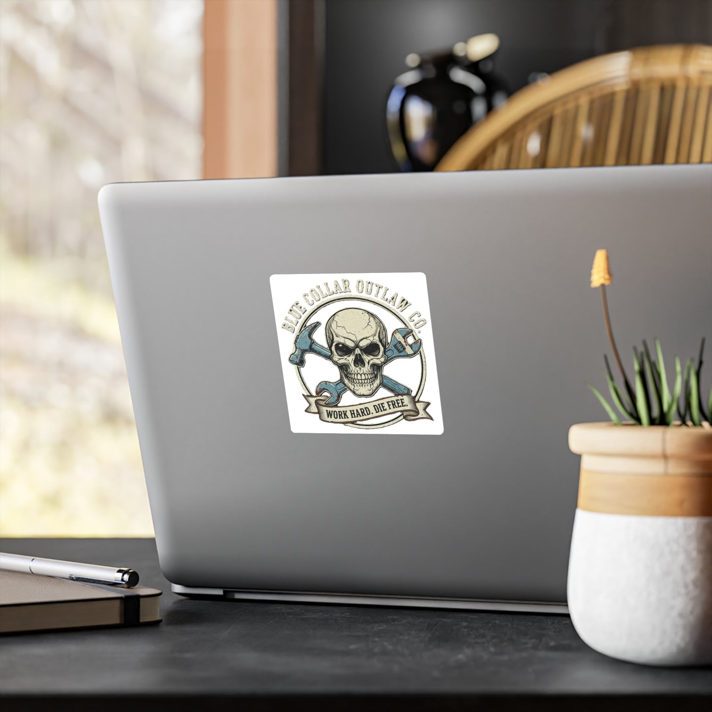 Blue Collar Outlaw | Work Hard Die Free Logo Sticker | Vinyl Kiss-Cut