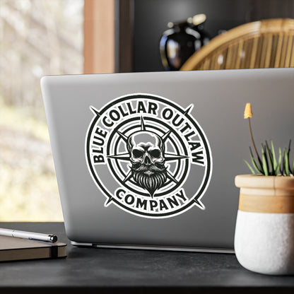 Blue Collar Outlaw | Skull Compass Logo Sticker | Vinyl Kiss-Cut Sticker