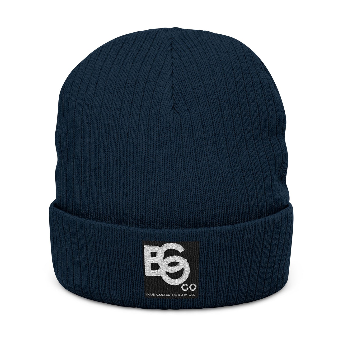 Blue Collar Outlaw | Blue Collar Patch Ribbed Knit Beanie