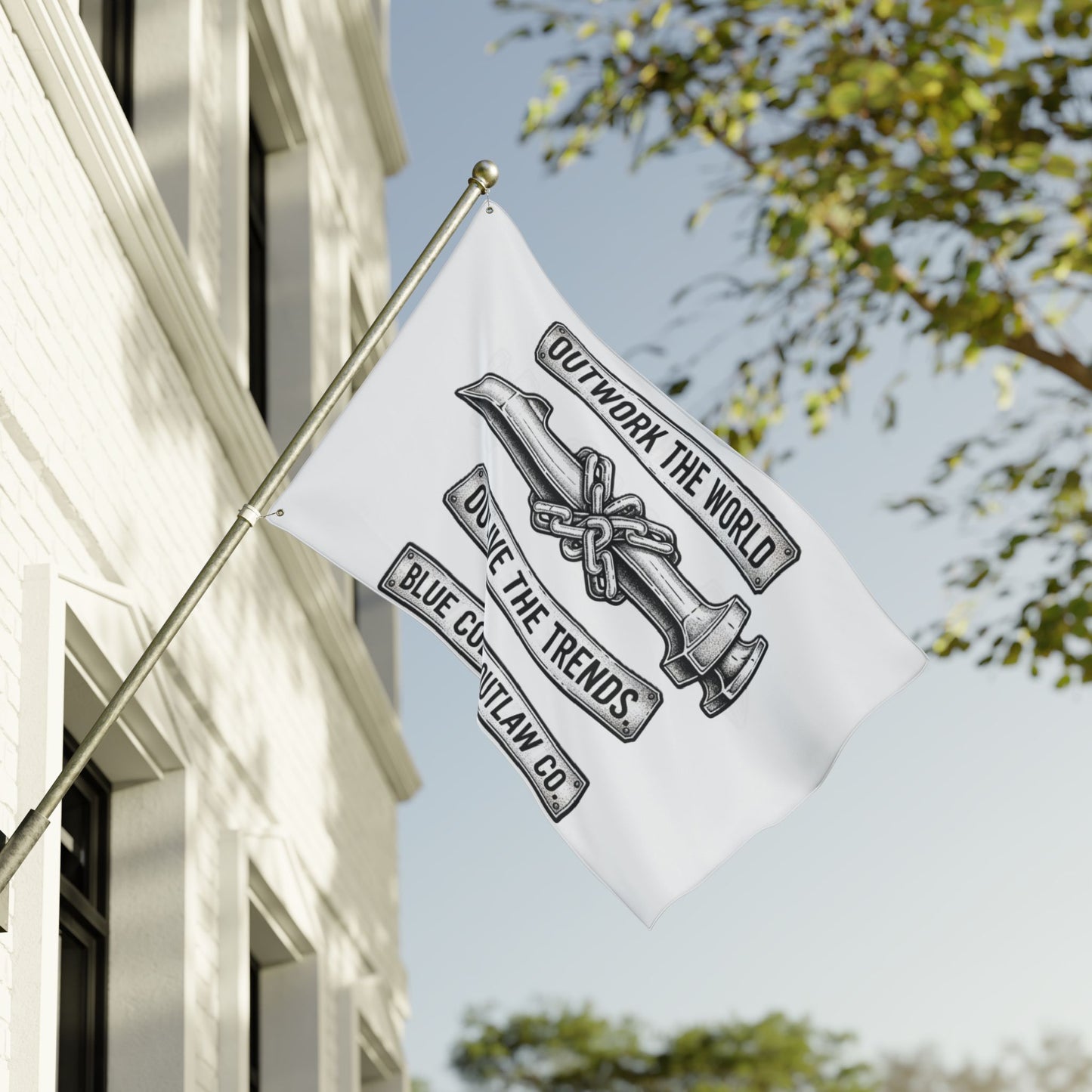 Blue Collar Outlaw | Outwork the World Flag | Double-Sided Garden Flag