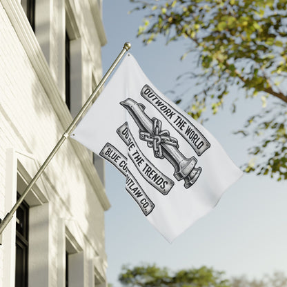 Blue Collar Outlaw | Outwork the World Flag | Double-Sided Garden Flag