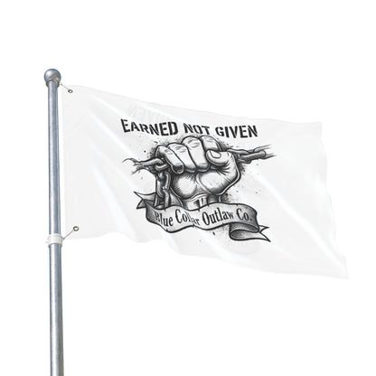 Blue Collar Outlaw | Earned Not Given Flag | Double-Sided Garden Flag