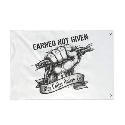 Blue Collar Outlaw | Earned Not Given Flag | Double-Sided Garden Flag