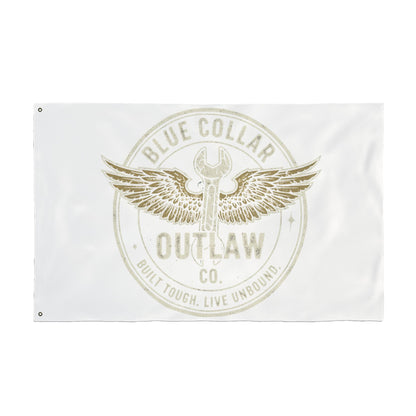 Blue Collar Outlaw | Wrench and Wings Flag | Double-Sided Garden Flag