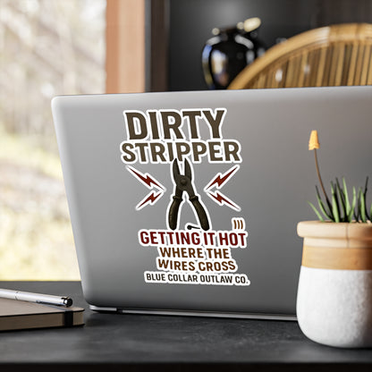 Blue Collar Outlaw | Dirty Stripper Vinyl Sticker | Electrician Tools Decal