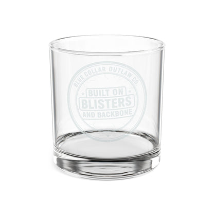 Blue Collar Outlaw | Blisters and Backbone Whiskey Glass | Engraved 10.5oz Rocks Glass