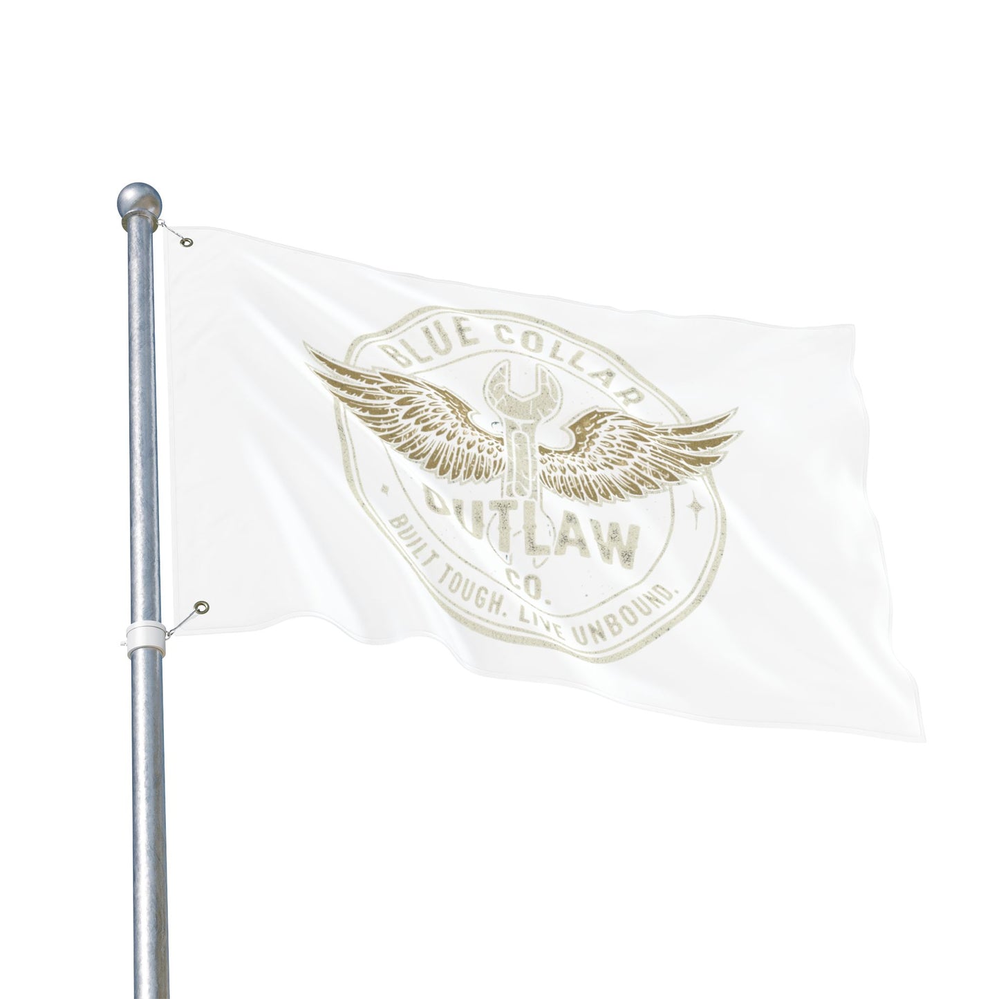 Blue Collar Outlaw | Wrench and Wings Flag | Double-Sided Garden Flag