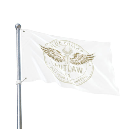 Blue Collar Outlaw | Wrench and Wings Flag | Double-Sided Garden Flag
