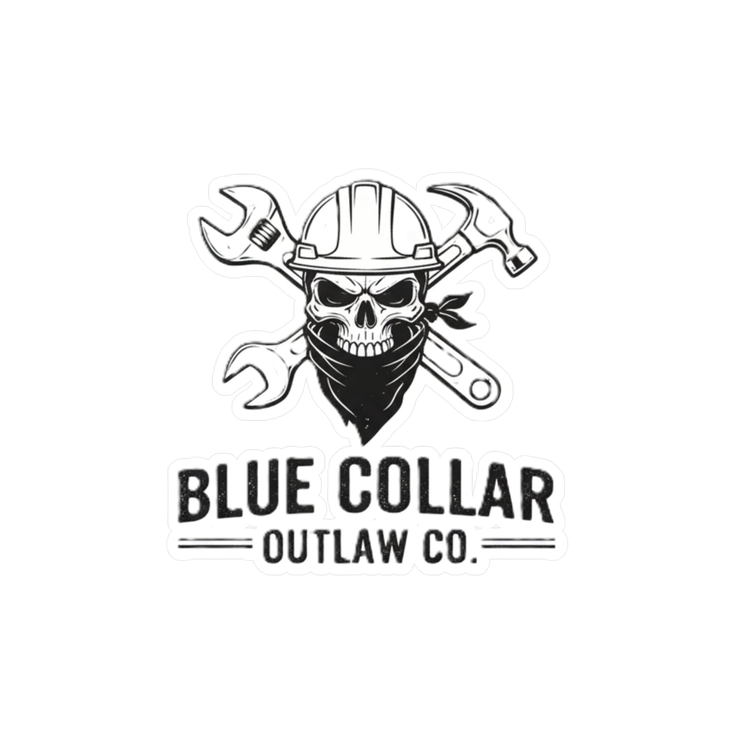 Blue Collar Outlaw | Skull Wrench logo Sticker | Kiss-Cut Vinyl Decal