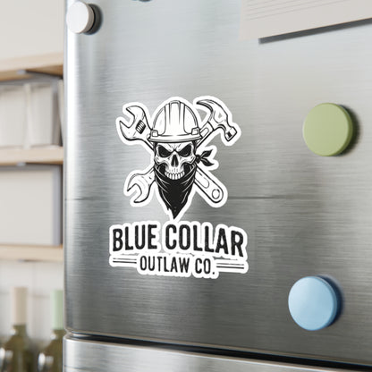 Blue Collar Outlaw | Skull Wrench logo Sticker | Kiss-Cut Vinyl Decal
