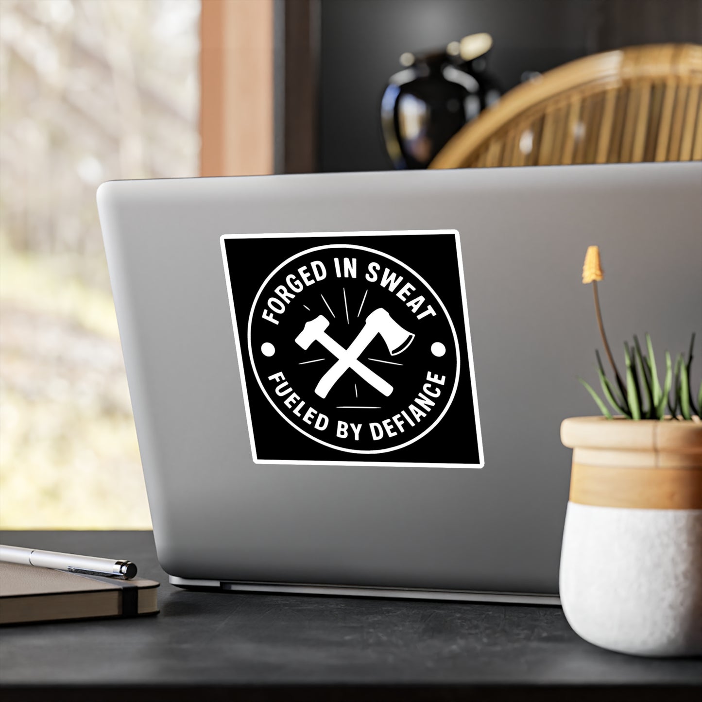 Blue Collar Outlaw | Forged in Sweat Fueled by Defiance Sticker | Vinyl Kiss-Cut