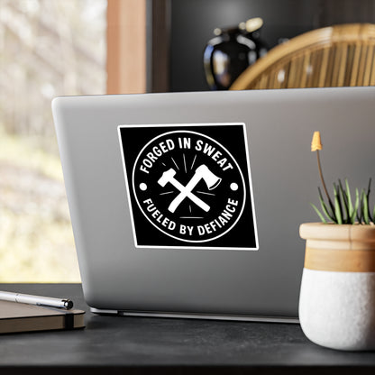 Blue Collar Outlaw | Forged in Sweat Fueled by Defiance Sticker | Vinyl Kiss-Cut