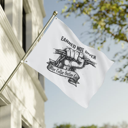Blue Collar Outlaw | Earned Not Given Flag | Double-Sided Garden Flag