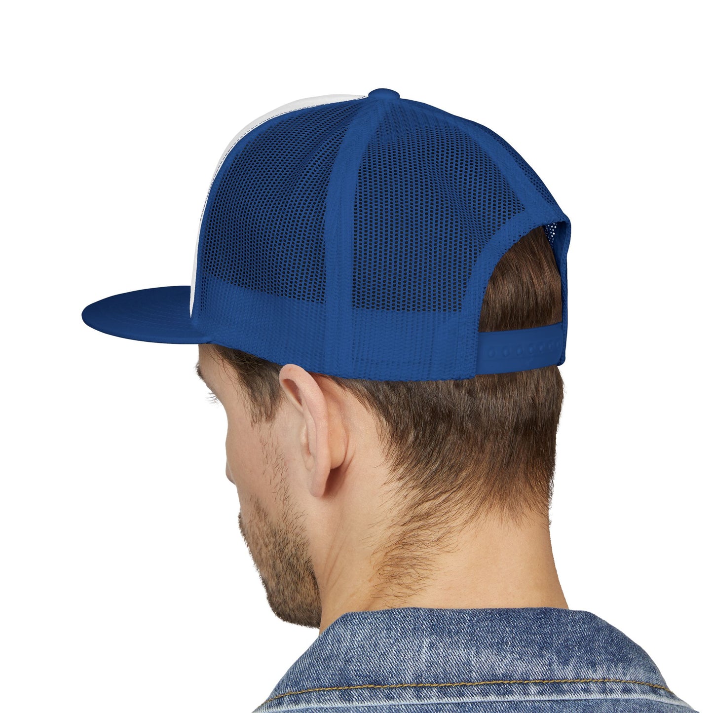 Blue Collar Outlaw | Skull and Gear Trucker Cap | Embroidered 5-Panel Mesh Hat