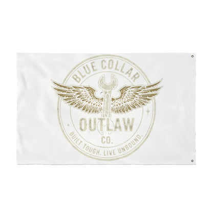 Blue Collar Outlaw | Wrench and Wings Flag | Double-Sided Garden Flag