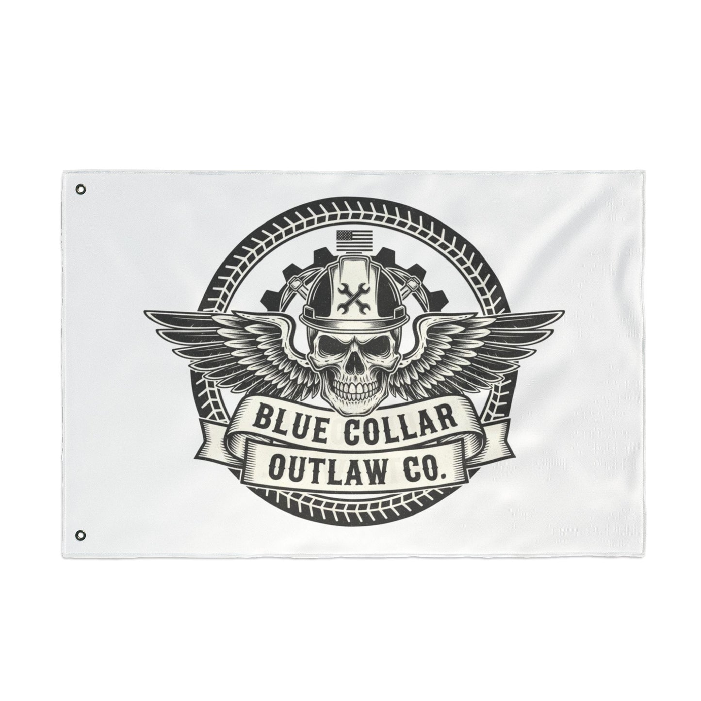 Blue Collar Outlaw | Skull and Wings Flag | Double-Sided Flag